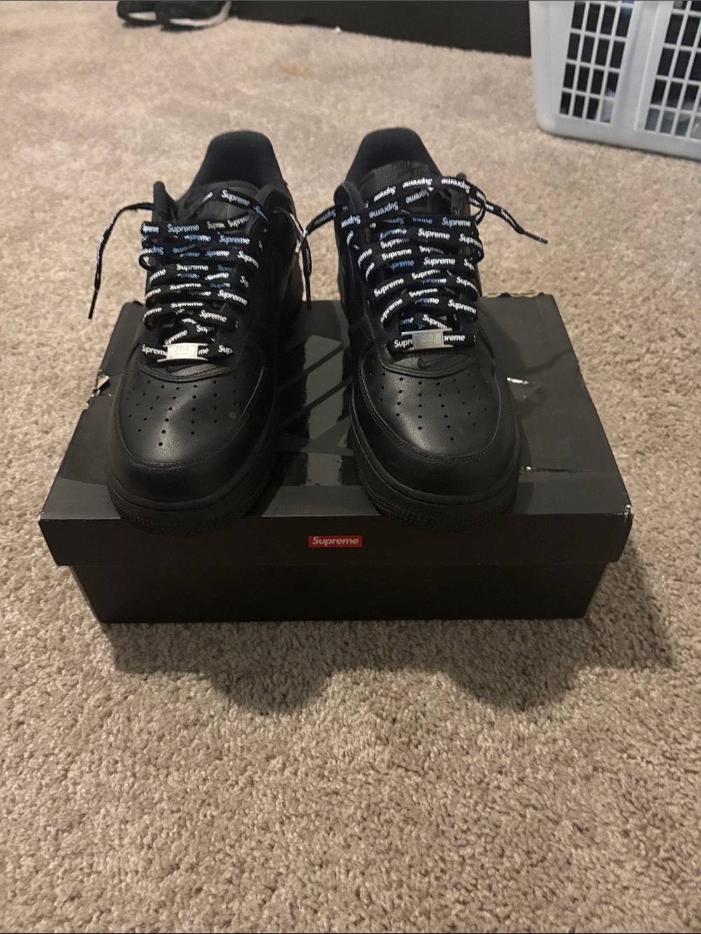 Supreme Black Low-Top Sneakers with Branded Laces